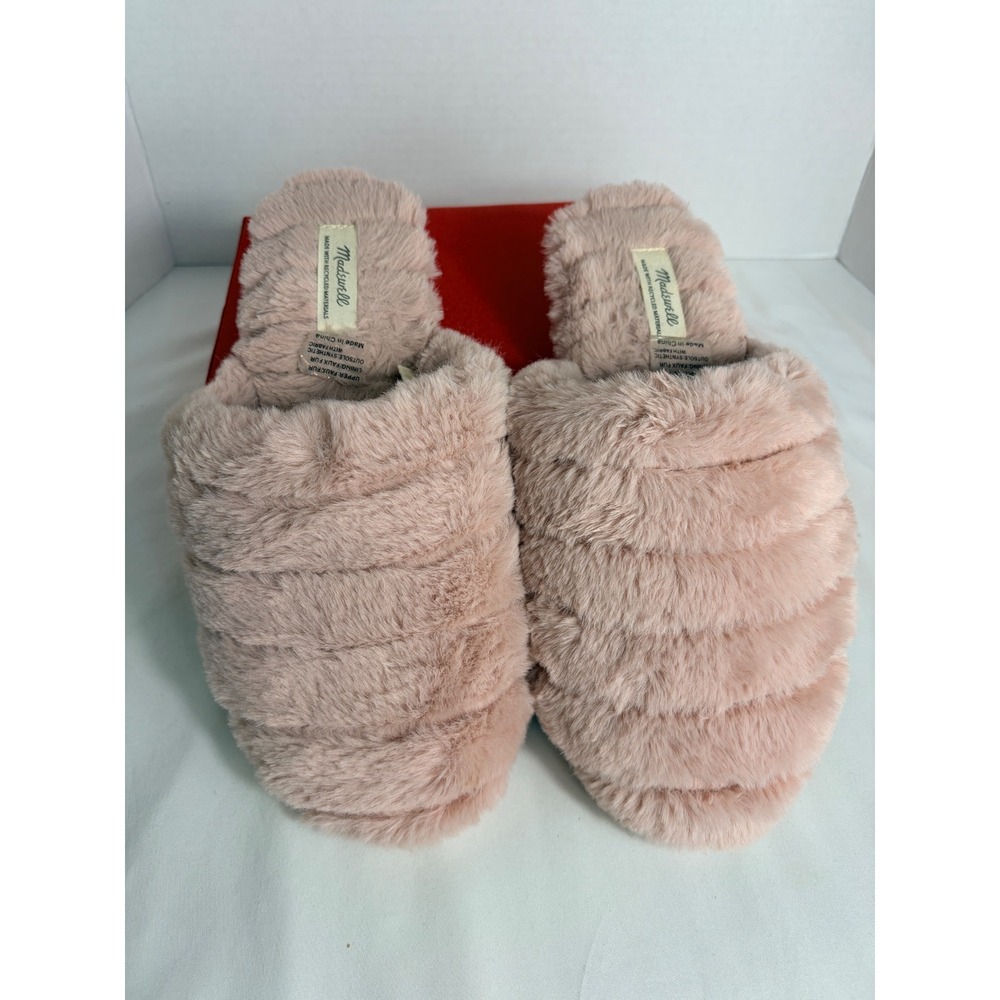 Madewell Womens Slippers Pink 8 Faux Fur Quilted Scuff Travel